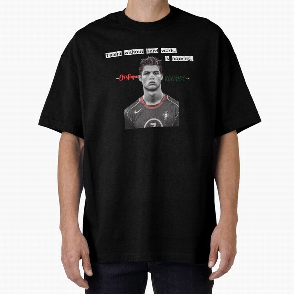 Cristiano Ronaldo - Dedication | NextLevel Motivation Oversized T-Shirt Show Love for Legendary Goals in FIFA World Cup 2026 for Fans of Mbappe and Portugal, Spain and Germany, Bringing Football History, Final Match Energy, Crowd Noise and Once in