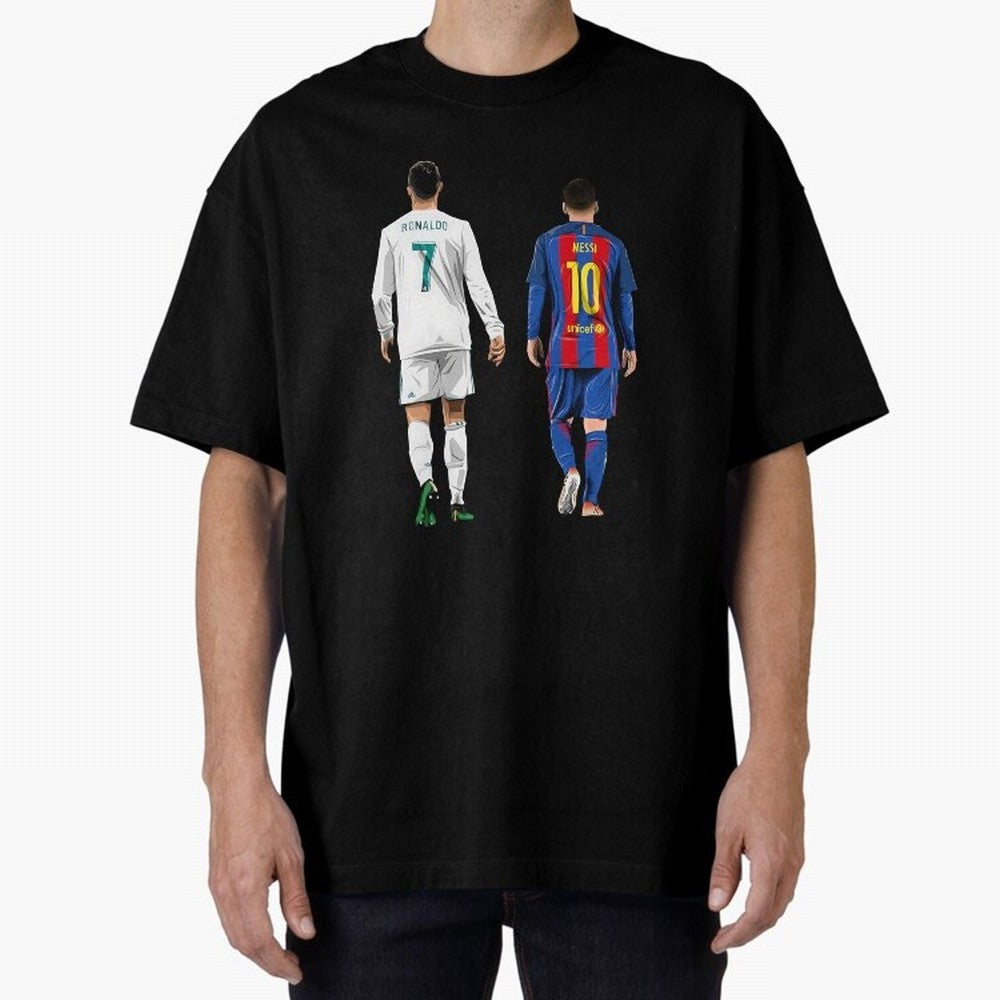 Cristiano Ronaldo & Messi vector Oversized T-Shirt Cheer for Global Football Passion for FIFA World Cup 2026, Centered on Neymar, Haaland and Cristiano Ronaldo, Argentina and Brazil, Match Day Excitement, Supporter Culture, Golden Goals and Global