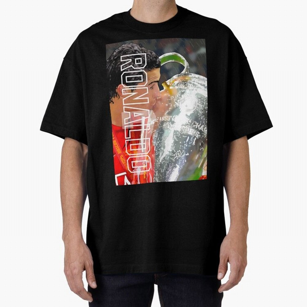 Cristiano Ronaldo ¨C 2008 Manchester United Champions League Glory Artwork by GrizzlyGFX Oversized T-Shirt Honor Football Greatness during the FIFA World Cup 2026 Journey through CR7 and Messi Highlights, Portugal Pride, Championship Spirit, Famous