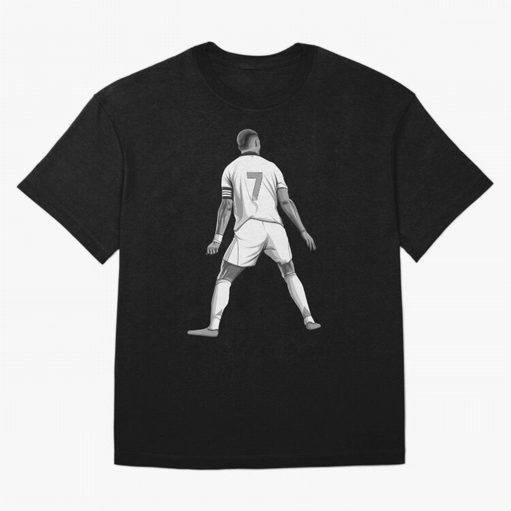 Cristiano Ronaldo Black and White Version Oversized T-Shirt Cheer for FIFA World Cup 2026 Group Stage Highlighting Messi, CR7 and Mbappe, Argentina Energy, Supporter Pride, Iconic Celebrations, Legendary Names and Global Match Day Energy; Made for