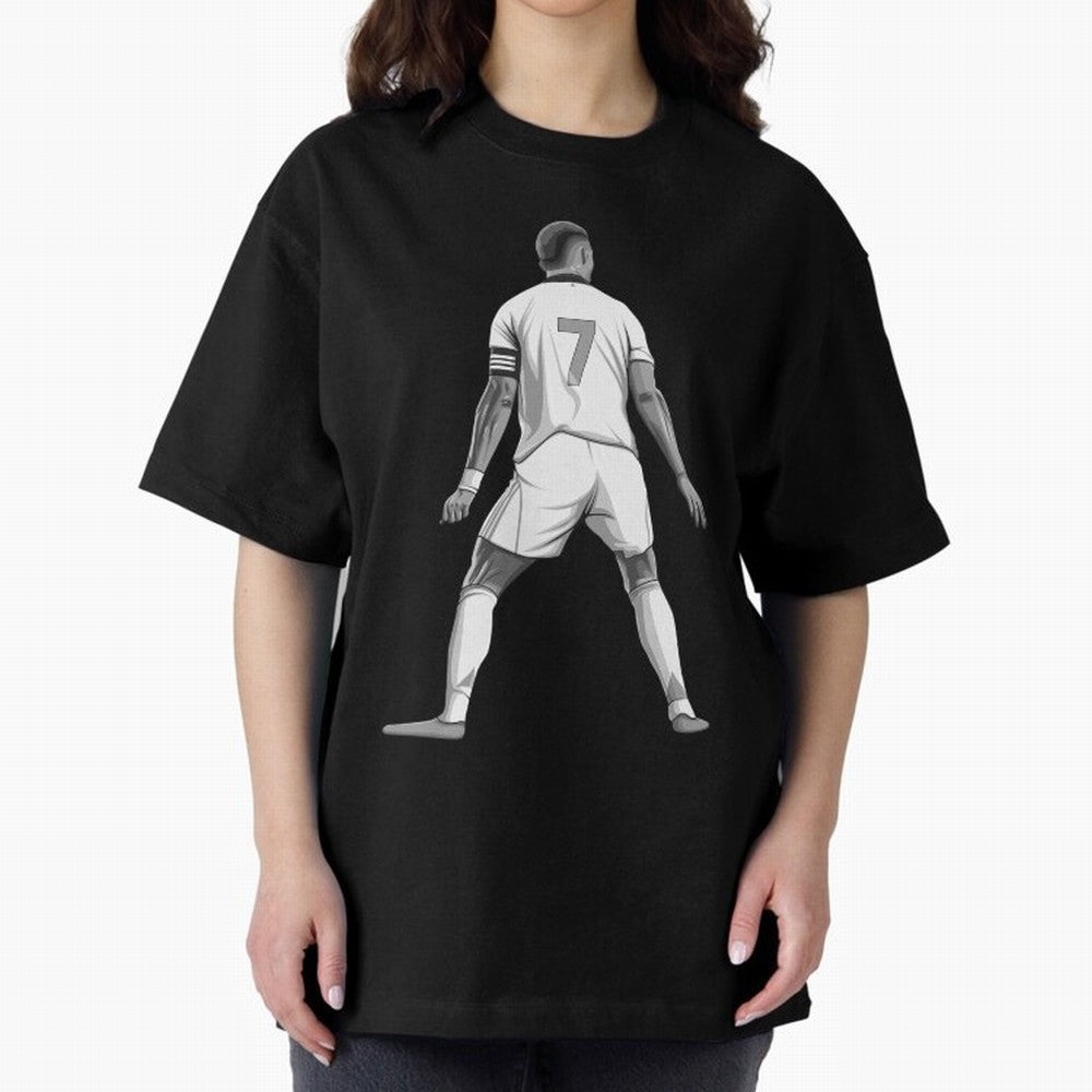 Cristiano Ronaldo Black and White Version Oversized T-Shirt Cheer for FIFA World Cup 2026 Group Stage Highlighting Messi, CR7 and Mbappe, Argentina Energy, Supporter Pride, Iconic Celebrations, Legendary Names and Global Match Day Energy; Made for