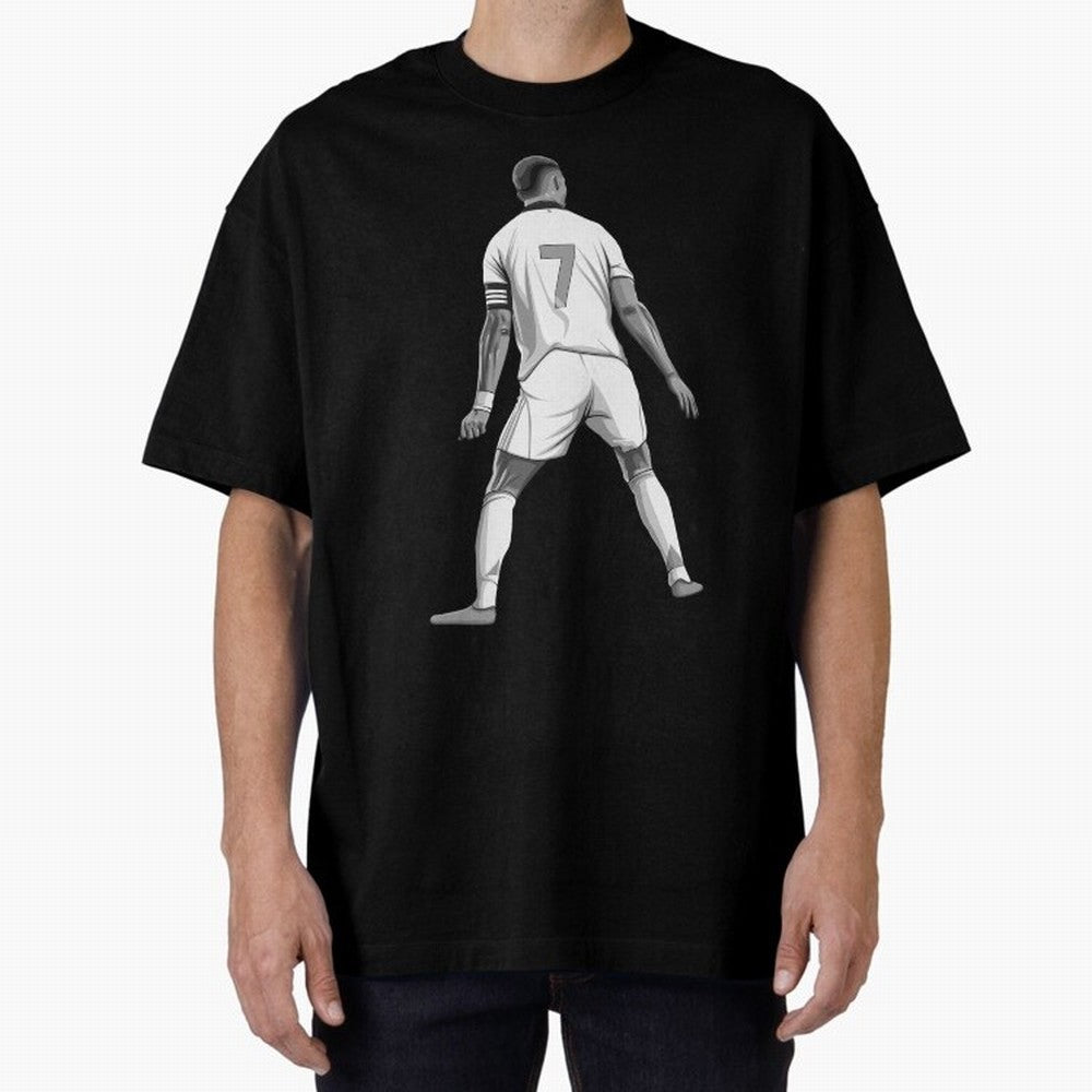 Cristiano Ronaldo Black and White Version Oversized T-Shirt Cheer for FIFA World Cup 2026 Group Stage Highlighting Messi, CR7 and Mbappe, Argentina Energy, Supporter Pride, Iconic Celebrations, Legendary Names and Global Match Day Energy; Made for