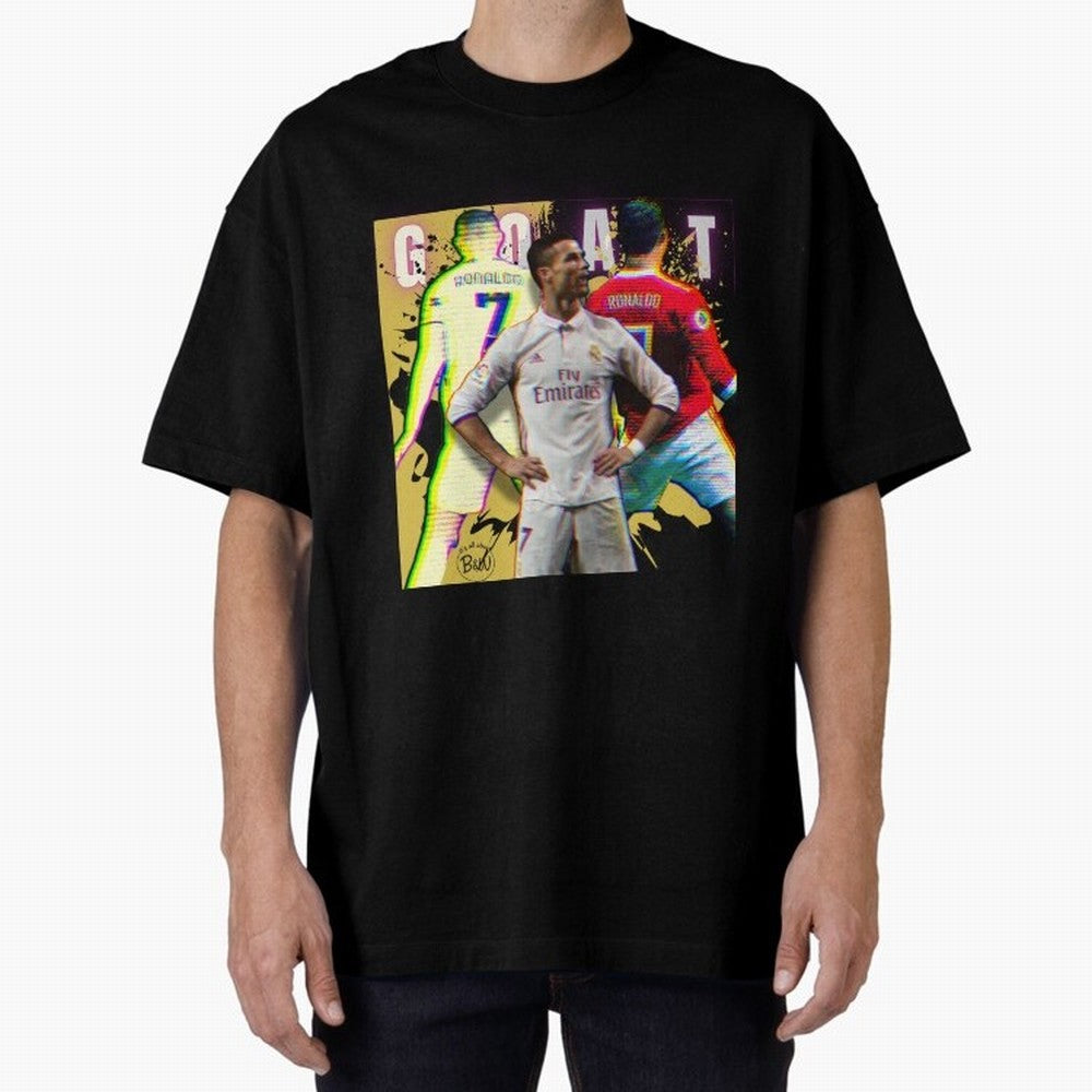 Cristiano Ronaldo ¨C The GOAT Era Tribute Oversized T-Shirt Turn Every Weekend Toward Match Day Hype around FIFA World Cup 2026, CR7 and Messi, Spain, Supporter Pride, Iconic Celebrations, Legendary Names and Global Match Day Energy; Created for