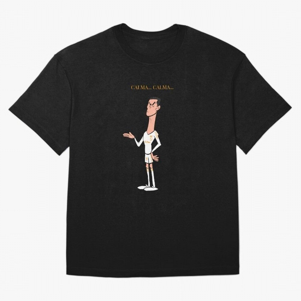 Cristiano Ronaldo ¨C Calma Calma Shirt Celebration (Cartoon) Oversized T-Shirt Make Every Match About the FIFA World Cup 2026 USA Canada Mexico Journey through Neymar Highlights, Brazil, Portugal and Argentina Pride, Football Passion, Legendary