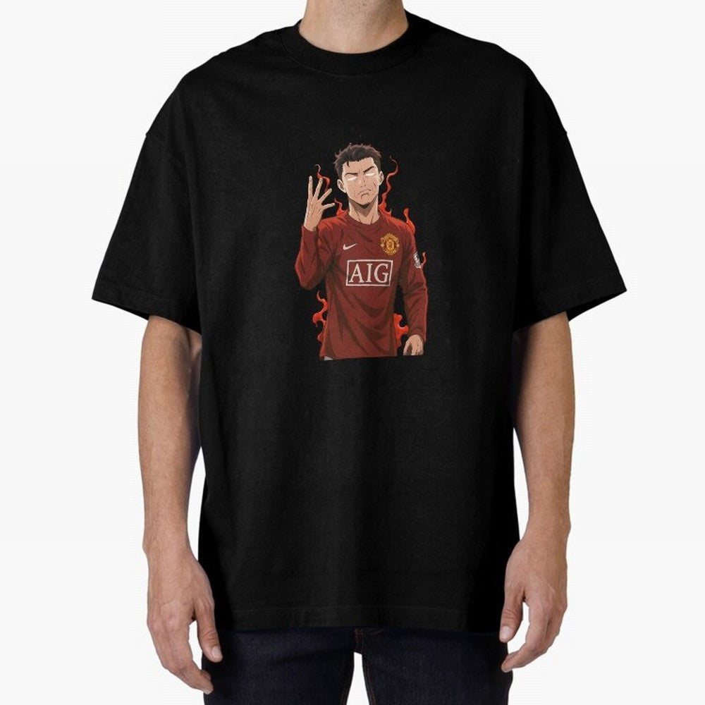 Cristiano Ronaldo Anime Art ¨C Blue Lock Inspired Football Legend Oversized T-Shirt Represent Football Lovers during FIFA World Cup 2026 Group Stage Spirit, Connected to England, CR7, Supporter Pride, Iconic Celebrations, Legendary Names and Global