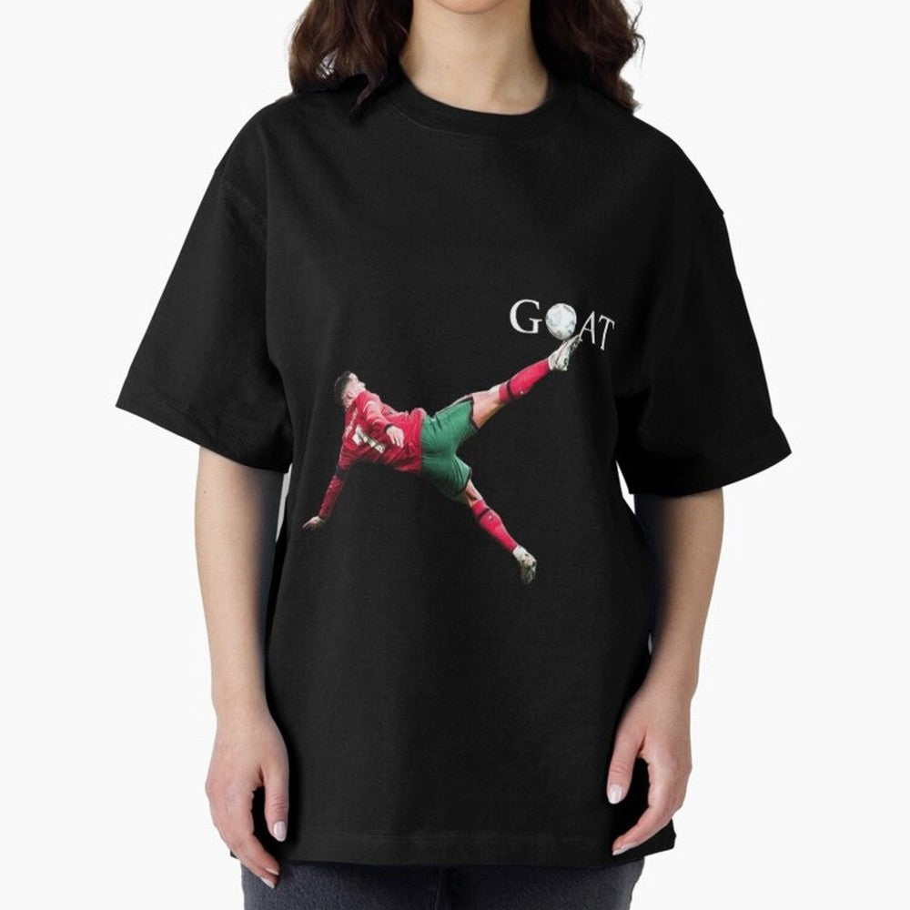GOAT in Motion: Ronaldo's Iconic Bicycle Kick Oversized T-Shirt Cheer for Global Football Passion for FIFA World Cup 2026, Highlighting Messi, Neymar and Mbappe, England and Germany, Championship Spirit, Famous Goals, Roaring Crowds and