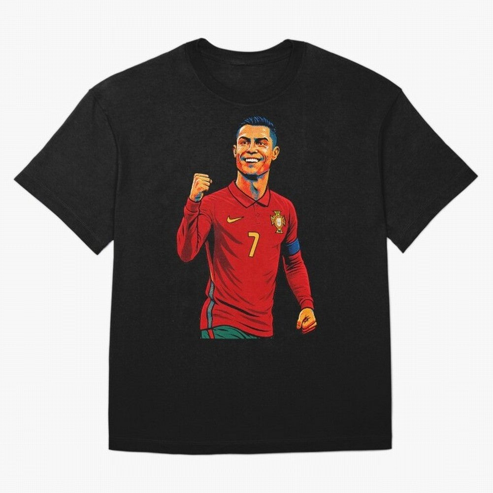 Cristiano Ronaldo Goal Pop Art Oversized T-Shirt Enjoy FIFA World Cup 2026 Spirit, Celebrating Spain, CR7 and Messi, Soccer Culture, Superstar Moments, National Team Dreams and Competitive Fire; Perfect for People Who Love Argentina, Brazil,