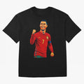 Cristiano Ronaldo Goal Pop Art Oversized T-Shirt Enjoy FIFA World Cup 2026 Spirit, Celebrating Spain, CR7 and Messi, Soccer Culture, Superstar Moments, National Team Dreams and Competitive Fire; Perfect for People Who Love Argentina, Brazil,