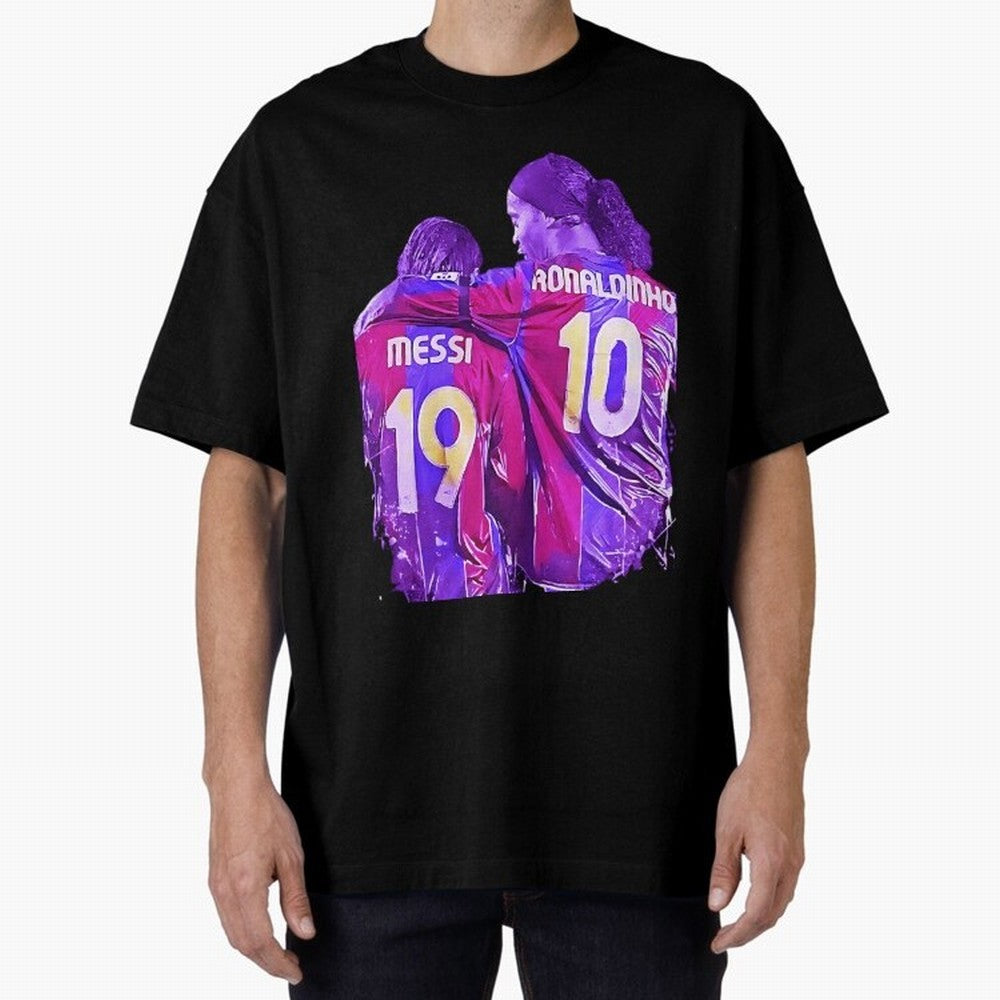 ronaldinho and messi - goat Oversized T-Shirt Share Match Day Hype around FIFA World Cup 2026 Group Stage, Mbappe, Spain and Netherlands, Stadium Memories, Football Loyalty, International Chants and Championship Tradition; Ideal for Football Dads,