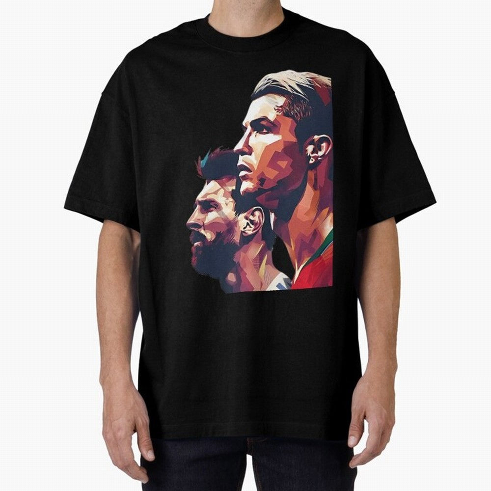 ronaldo and messi - Goat Oversized T-Shirt Stand Out with Spirit from FIFA World Cup 2026 Group Stage for Fans of Mbappe and Neymar and Brazil, Bringing Tournament Hype, Historic Matchups, Family Viewing Parties and Global Sports Pride; Great for
