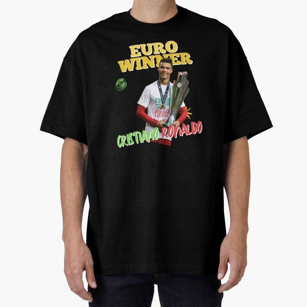 Cristiano Ronaldo Euro Winner Oversized T-Shirt Carry the Dream of Global Football Passion for FIFA World Cup 2026, Featuring Messi and Cristiano Ronaldo, England, France and Netherlands, Global Supporter Spirit, Legendary Goals, National Colors