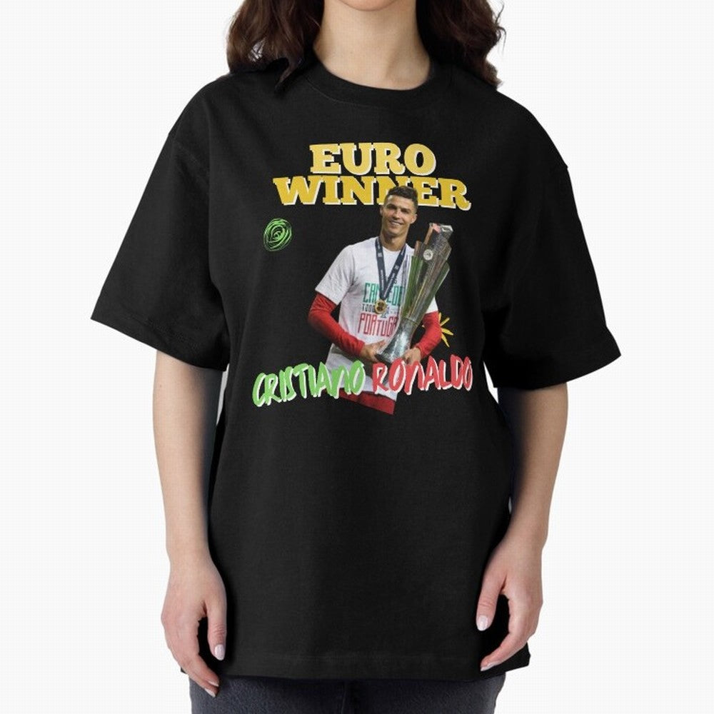 Cristiano Ronaldo Euro Winner Oversized T-Shirt Carry the Dream of Global Football Passion for FIFA World Cup 2026, Featuring Messi and Cristiano Ronaldo, England, France and Netherlands, Global Supporter Spirit, Legendary Goals, National Colors