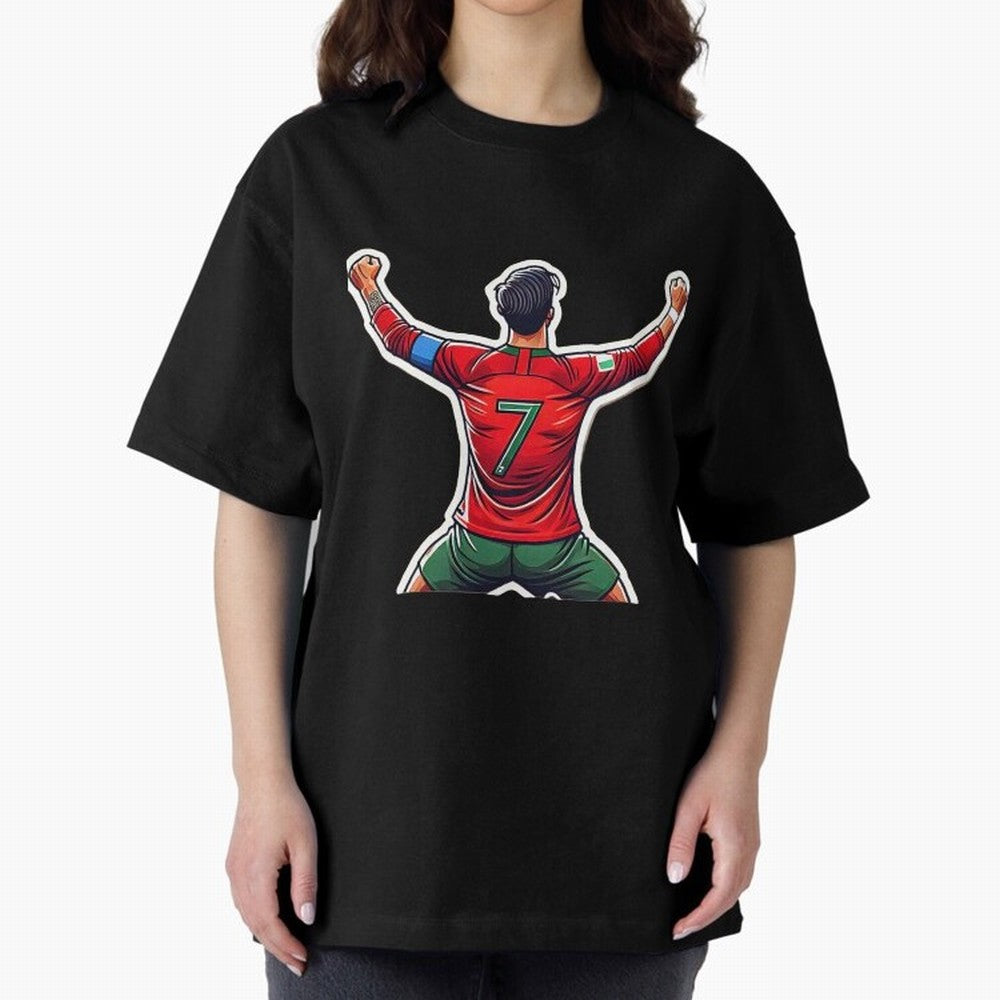 Ronaldo 7 Oversized T-Shirt Represent Football Lovers during FIFA World Cup 2026 USA Canada Mexico for Fans of Messi and Argentina, Bringing Goal Celebration Energy, Supporter Heritage, Football Icons and Worldwide Tournament Joy; Ideal for