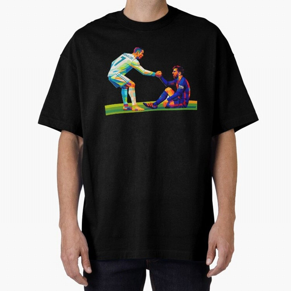 Cristiano Ronaldo & Messi Wpap Art Oversized T-Shirt Keep the Legacy of FIFA World Cup 2026 Spirit, Filled with England and Germany, Messi, Neymar and Mbappe, Football Passion, Legendary Performances, Festival Vibes and Supporter Community; Ideal