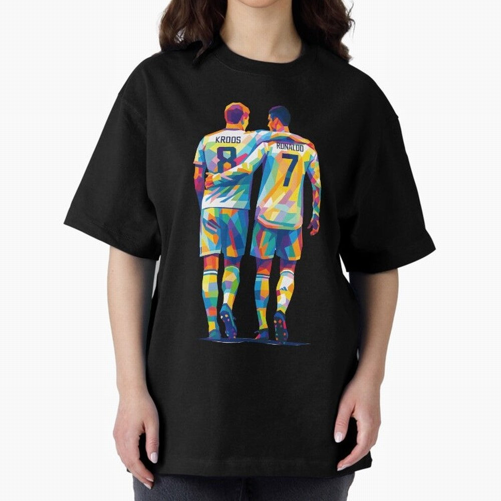 Cristiano Ronaldo & Toni Kroos Wpap Art Oversized T-Shirt Showcase the FIFA World Cup 2026 Group Stage Journey through Neymar, Haaland and Cristiano Ronaldo Highlights, Brazil Pride, Champion Mindset, Group Stage Buzz, Knockout Tension and