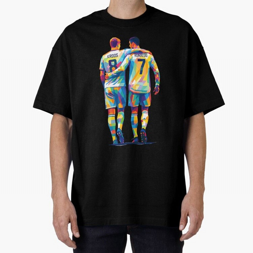 Cristiano Ronaldo & Toni Kroos Wpap Art Oversized T-Shirt Showcase the FIFA World Cup 2026 Group Stage Journey through Neymar, Haaland and Cristiano Ronaldo Highlights, Brazil Pride, Champion Mindset, Group Stage Buzz, Knockout Tension and