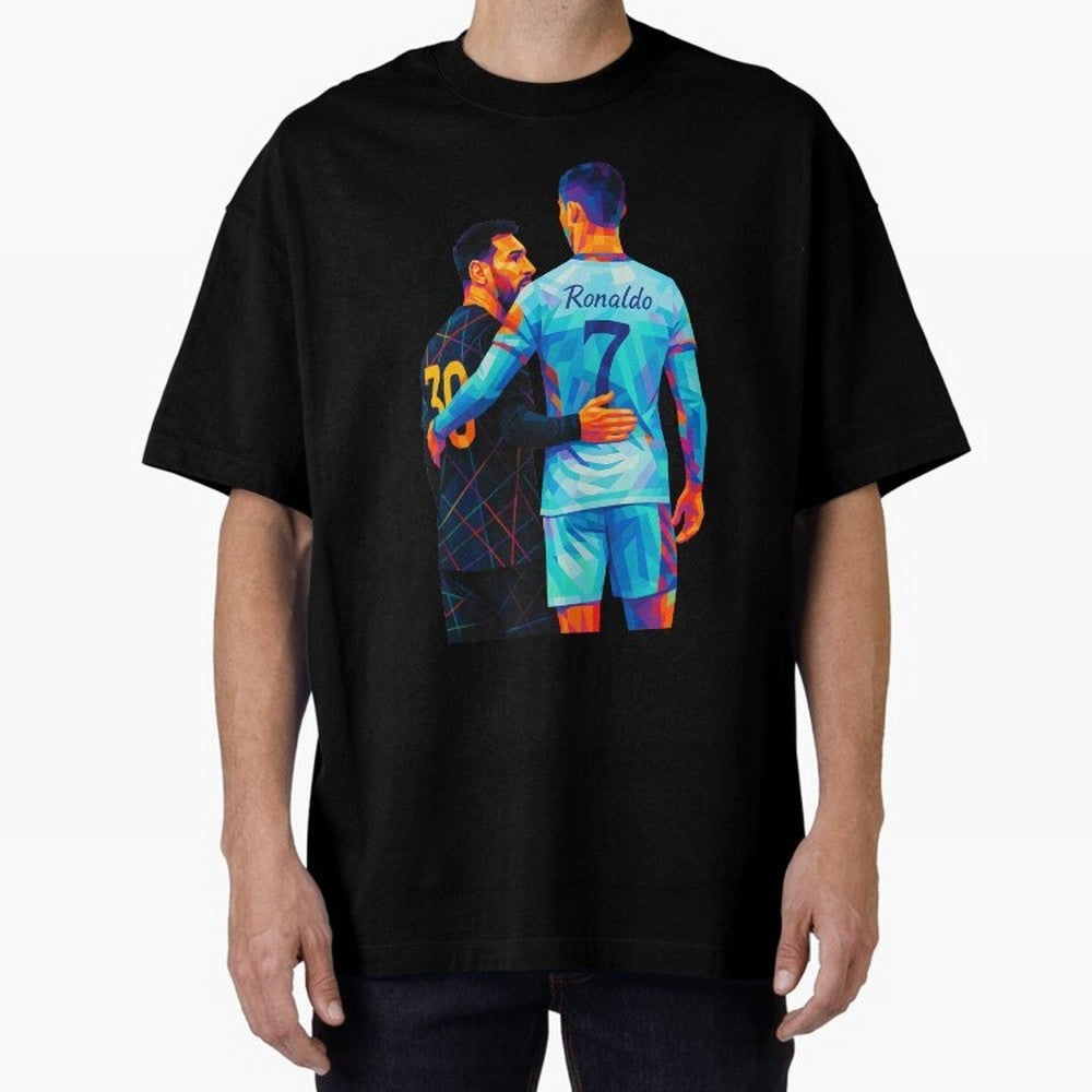 Cristiano Ronaldo & Messi Wpap Art Oversized T-Shirt Bring Match Day Fire to FIFA World Cup 2026 USA Canada Mexico Celebrating Haaland and Mbappe, Portugal, Spain and Germany Energy, Football Passion, Legendary Performances, Festival Vibes and
