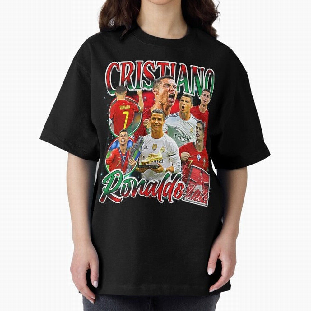 Cristiano Ronaldo Premium Quality Oversized T-Shirt Make Your Look Match the FIFA World Cup 2026 Journey through Cristiano Ronaldo Highlights, Spain Pride, Sports Nostalgia, International Competition, Famous Players and Unforgettable Victories;