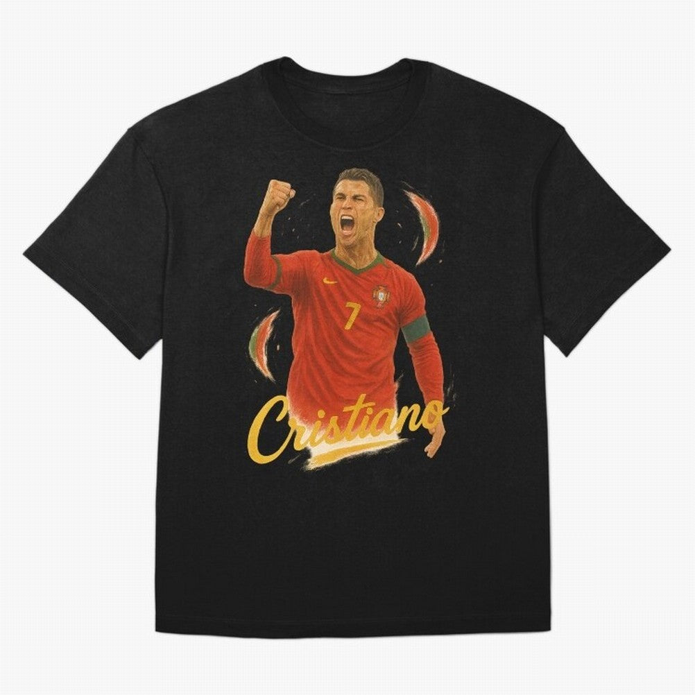Cristiano Ronaldo Portugal Art ¨C Captain¡¯s Glory Football Tribute	 Oversized T-Shirt Celebrate Fan Culture around Global Football Passion for FIFA World Cup 2026 USA Canada Mexico, Made for Neymar, Haaland and Cristiano Ronaldo, France and