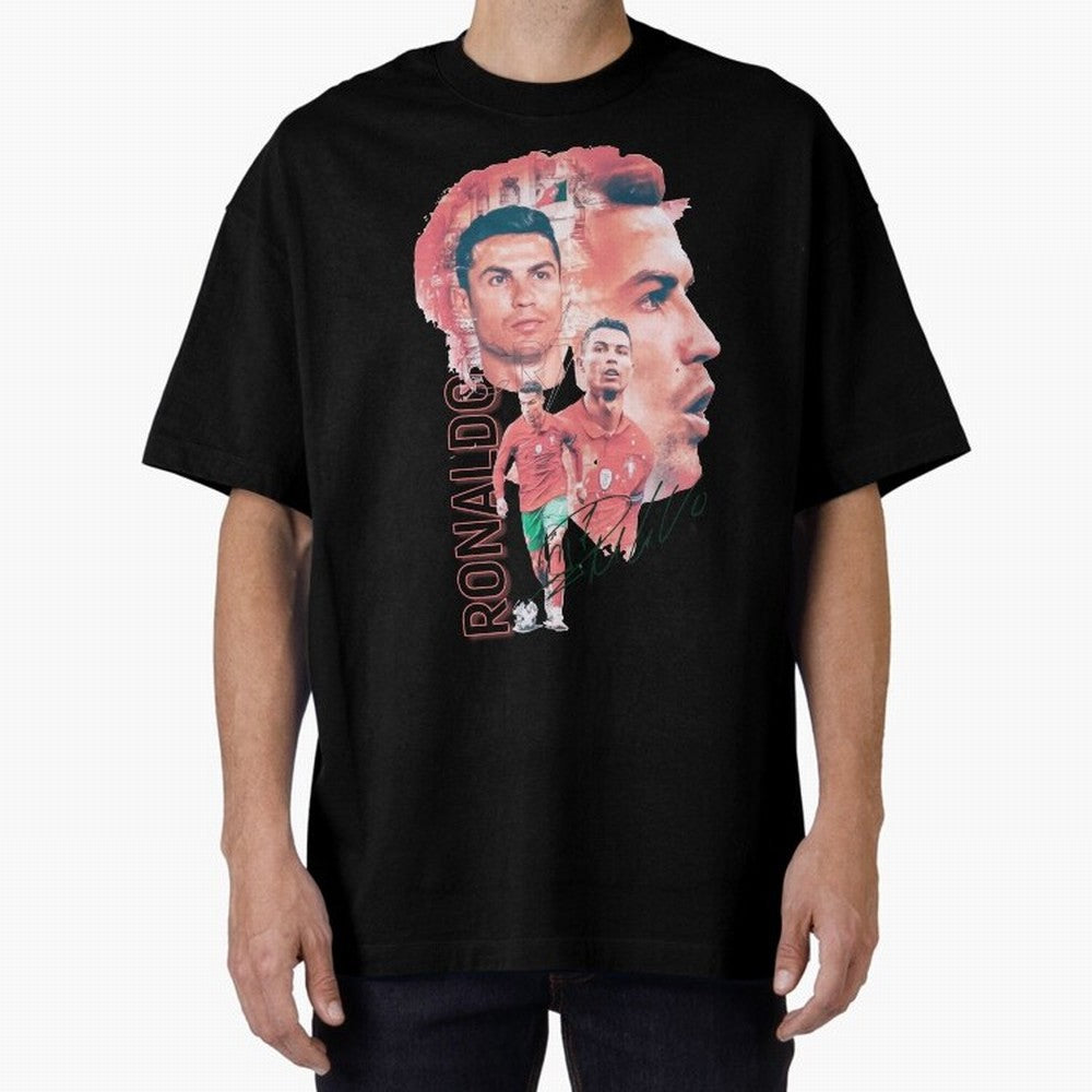 Cristiano Ronaldo Design Oversized T-Shirt Feel FIFA World Cup 2026 USA Canada Mexico Spirit, Filled with Argentina, France and Brazil, Messi, Sports Nostalgia, International Competition, Famous Players and Unforgettable Victories; Perfect for