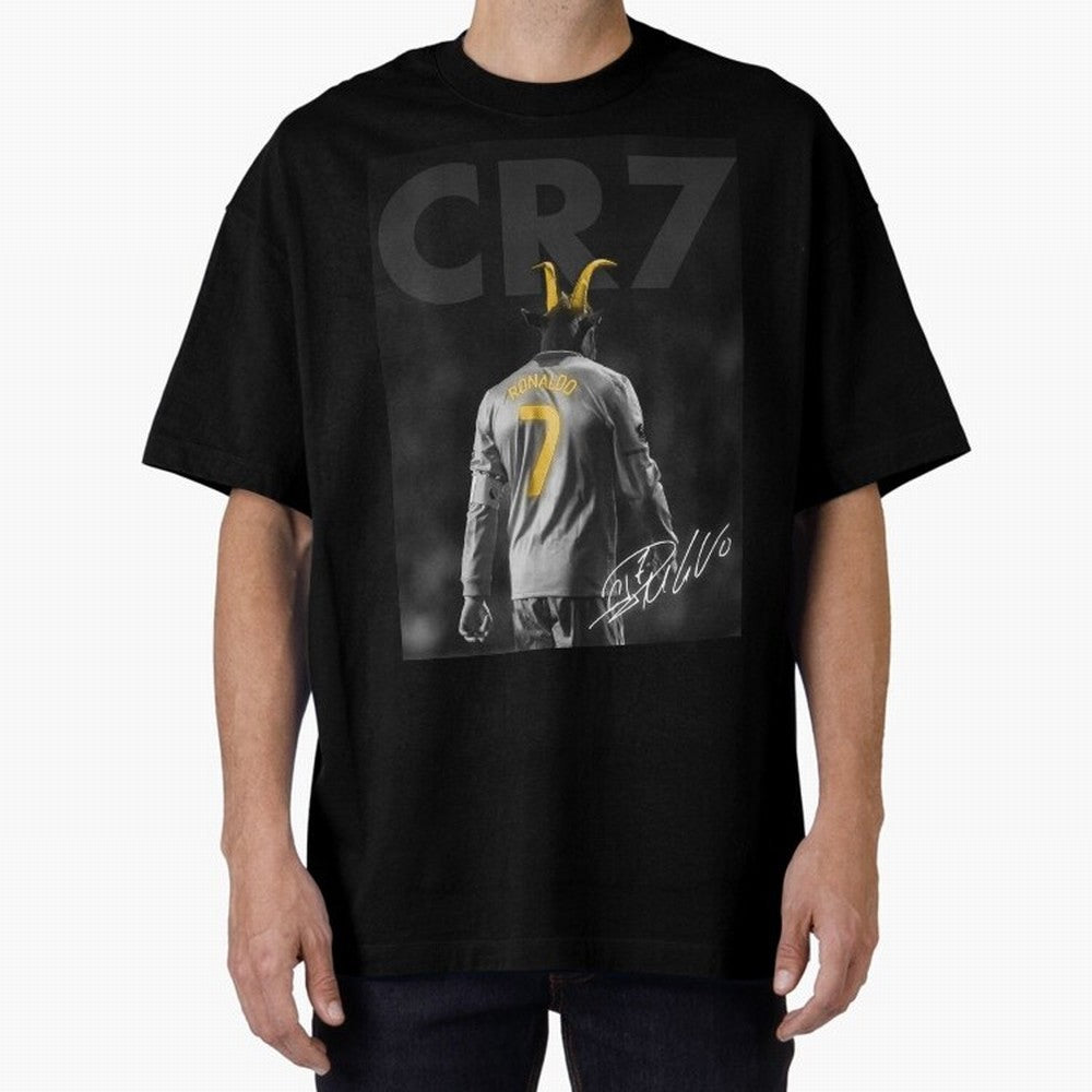 CR7 The Goat Poster Oversized T-Shirt Bring a Vintage Feel to the FIFA World Cup 2026 Journey through Cristiano Ronaldo, Haaland and CR7 Highlights, Brazil, Portugal and Argentina Pride, Soccer Culture, Superstar Moments, National Team Dreams and