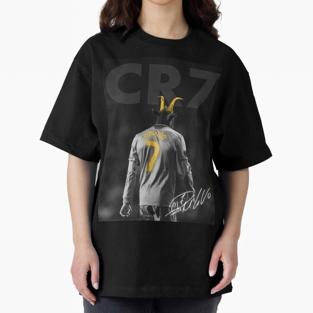 CR7 The Goat Poster Oversized T-Shirt Bring a Vintage Feel to the FIFA World Cup 2026 Journey through Cristiano Ronaldo, Haaland and CR7 Highlights, Brazil, Portugal and Argentina Pride, Soccer Culture, Superstar Moments, National Team Dreams and