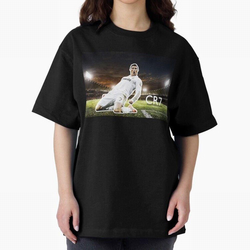 Cristiano Ronaldo Celebration Scene Oversized T-Shirt Celebrate Global Passion for Global Football Passion for FIFA World Cup 2026, Driven by Neymar, Haaland and Cristiano Ronaldo, Brazil, Football Passion, Legendary Performances, Festival Vibes