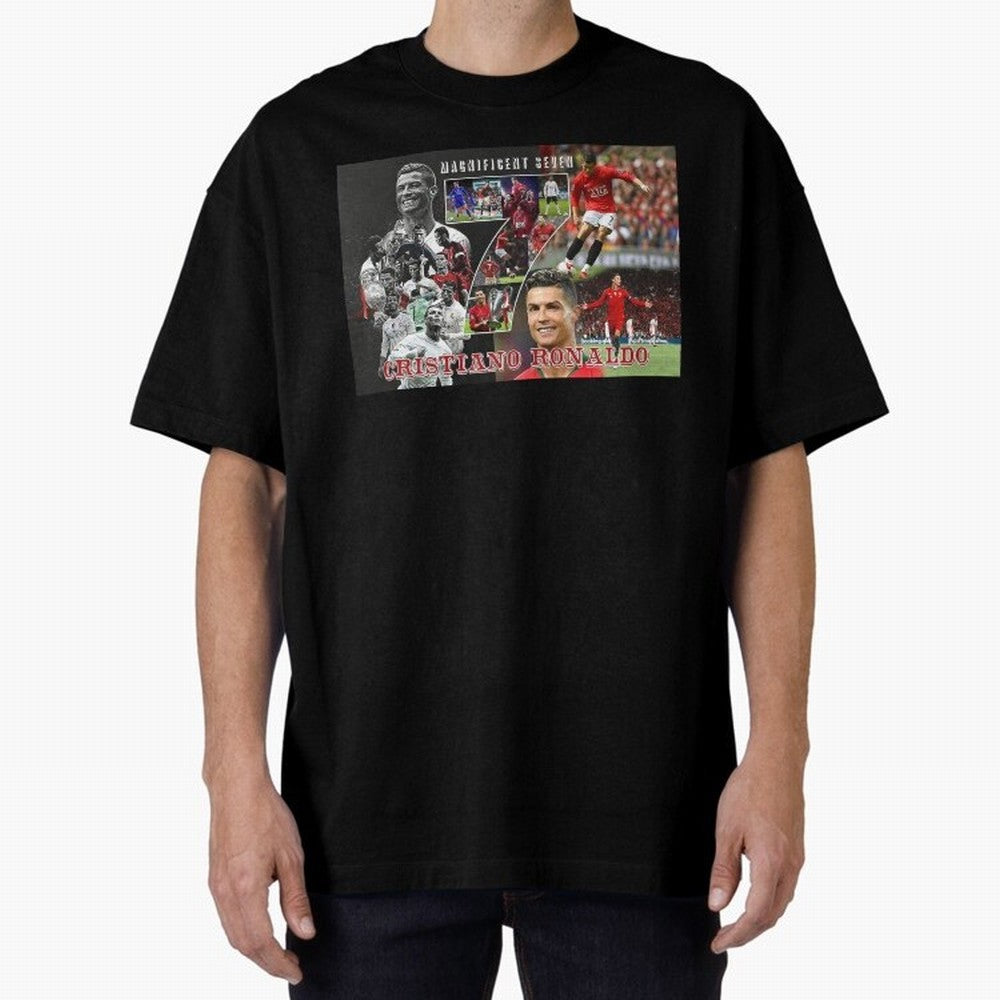 Cristiano Ronaldo - Magnificent 7 Poster Oversized T-Shirt Experience the Global Stage of FIFA World Cup 2026 USA Canada Mexico Spirit, Filled with Spain and Netherlands, Messi and Cristiano Ronaldo, Supporter Pride, Iconic Celebrations, Legendary