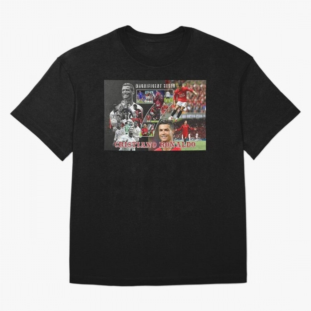 Cristiano Ronaldo - Magnificent 7 Poster Oversized T-Shirt Experience the Global Stage of FIFA World Cup 2026 USA Canada Mexico Spirit, Filled with Spain and Netherlands, Messi and Cristiano Ronaldo, Supporter Pride, Iconic Celebrations, Legendary