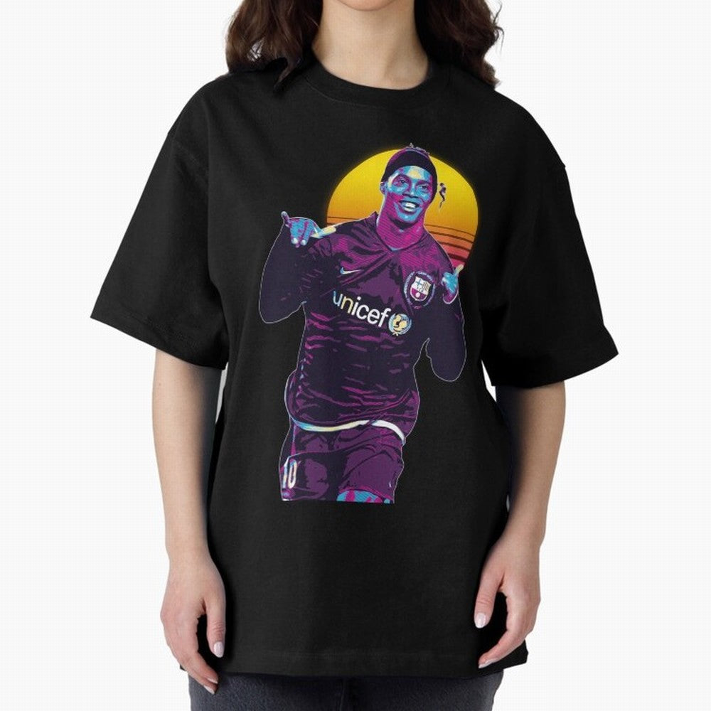 ronaldinho retro Oversized T-Shirt Show Fan Pride Across FIFA World Cup 2026 Group Stage Inspired by Mbappe, Germany Energy, Fan Favorite Moments, National Team Passion, Big Match Drama and Soccer History; Ideal for Fans Who Follow Messi, Cristiano