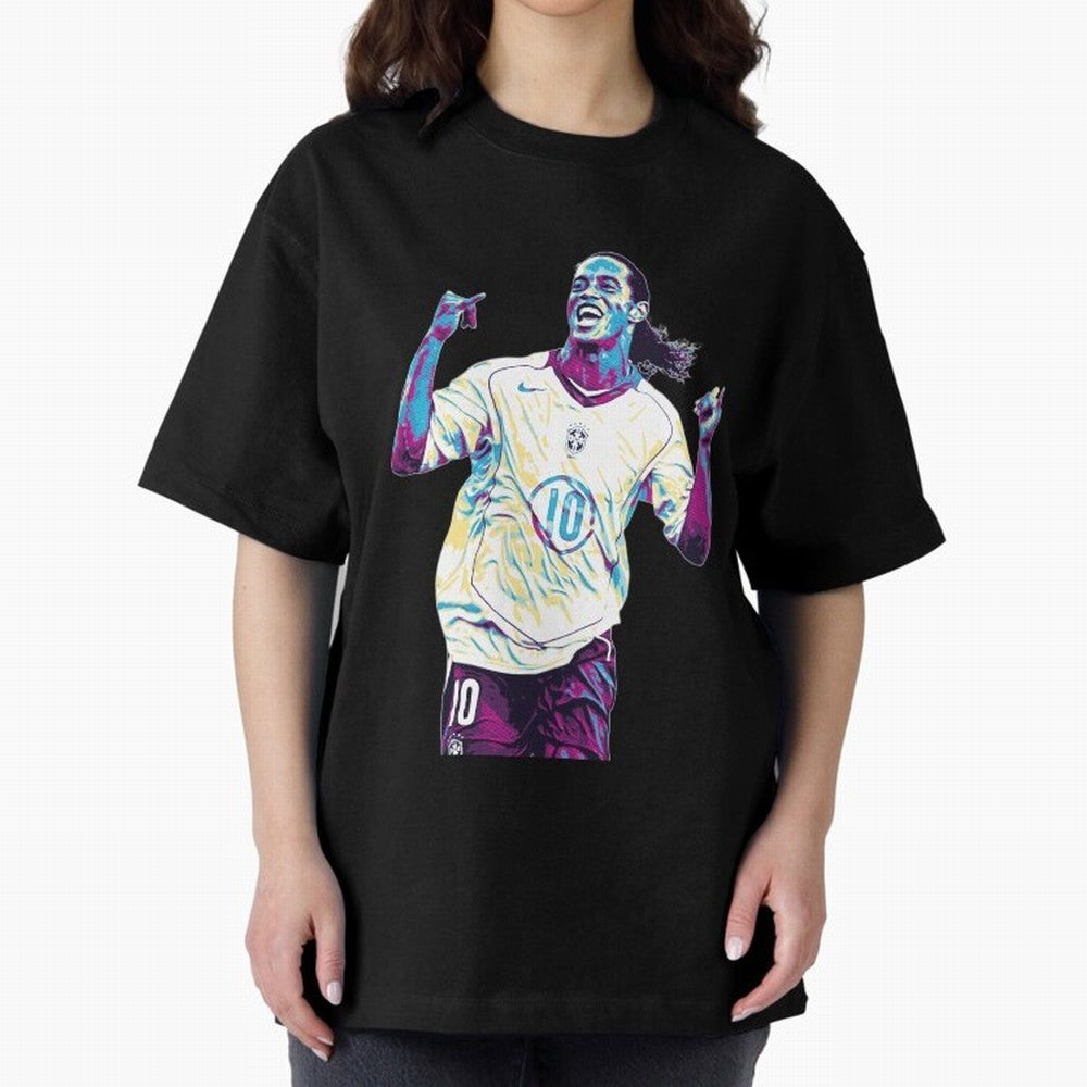 Ronaldinho brazil team Oversized T-Shirt Represent Football Lovers during FIFA World Cup 2026 Group Stage Featuring Cristiano Ronaldo, Argentina, France and Brazil Energy, Football History, Final Match Energy, Crowd Noise and Once in a Lifetime