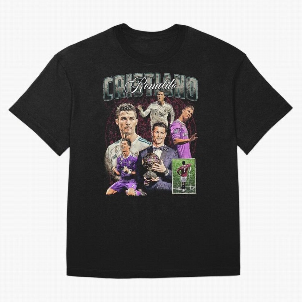 Cristiano Ronaldo Bootleg design Oversized T-Shirt Bring Bold Fan Energy to the FIFA World Cup 2026 Journey through Messi, CR7 and Mbappe Highlights, France Pride, Football History, Final Match Energy, Crowd Noise and Once in a Lifetime Moments;