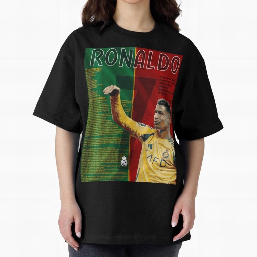 cristiano ronaldo 40th birthday tribute poster Oversized T-Shirt Spotlight FIFA World Cup 2026 Group Stage Spirit, Highlighting England and Germany, Neymar, Goal Celebration Energy, Supporter Heritage, Football Icons and Worldwide Tournament Joy;