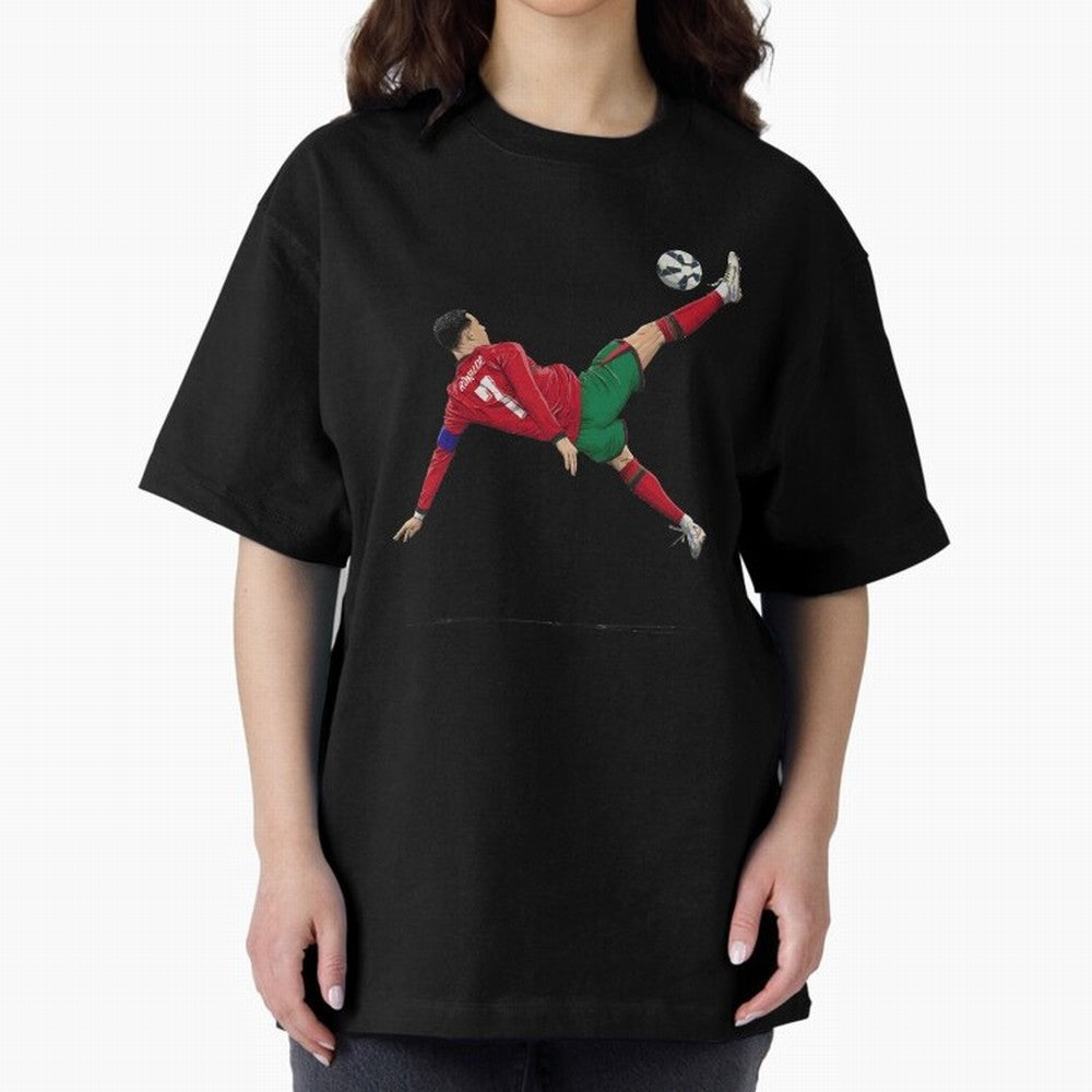 Ronaldo 910 Goal Bicycle Kick Oversized T-Shirt Mark Global Football Passion for FIFA World Cup 2026 USA Canada Mexico, Highlighting Messi and Cristiano Ronaldo, Argentina, France and Brazil, Champion Mindset, Group Stage Buzz, Knockout Tension and