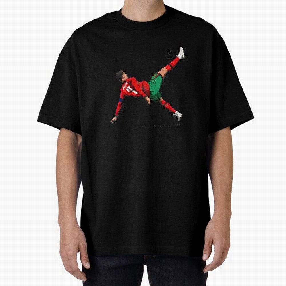 Cristiano Ronaldo 910th Goal Bicycle Kick Tribute Oversized T-Shirt Wear the Spirit of Global Football Passion for FIFA World Cup 2026, Made for Neymar, Portugal, Worldwide Fan Energy, Dramatic Goals, Stadium Lights and Championship Celebrations;