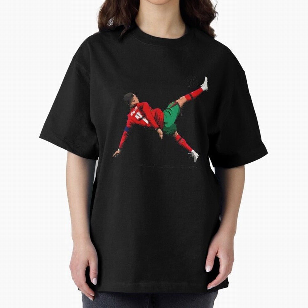 Cristiano Ronaldo 910th Goal Bicycle Kick Tribute Oversized T-Shirt Wear the Spirit of Global Football Passion for FIFA World Cup 2026, Made for Neymar, Portugal, Worldwide Fan Energy, Dramatic Goals, Stadium Lights and Championship Celebrations;