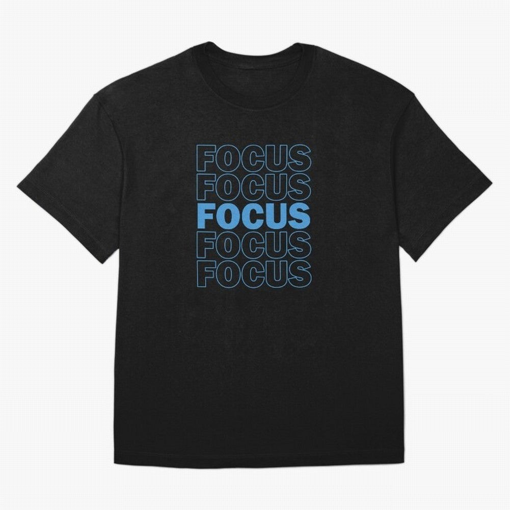 Focus Focus Focus (Blue) Oversized T-Shirt Bring Trophy Dreams to FIFA World Cup 2026 USA Canada Mexico Centered on Mbappe, Brazil, Portugal and Argentina Energy, Stadium Chants, National Pride, Trophy Dreams and Unforgettable Football Memories;