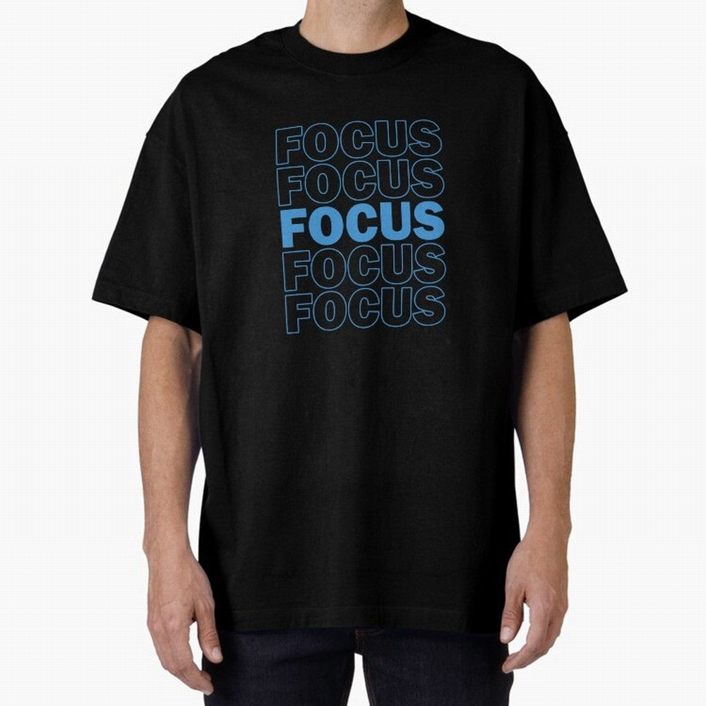 Focus Focus Focus (Blue) Oversized T-Shirt Bring Trophy Dreams to FIFA World Cup 2026 USA Canada Mexico Centered on Mbappe, Brazil, Portugal and Argentina Energy, Stadium Chants, National Pride, Trophy Dreams and Unforgettable Football Memories;