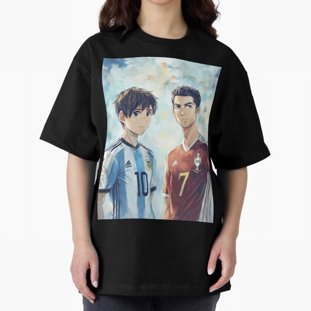 Lionel Messi and Cristiano Ronaldo Oversized T-Shirt Show Up for the Glory of FIFA World Cup 2026 for Fans of Messi and Cristiano Ronaldo and Brazil, Portugal and Argentina, Bringing Football Passion, Legendary Performances, Festival Vibes and