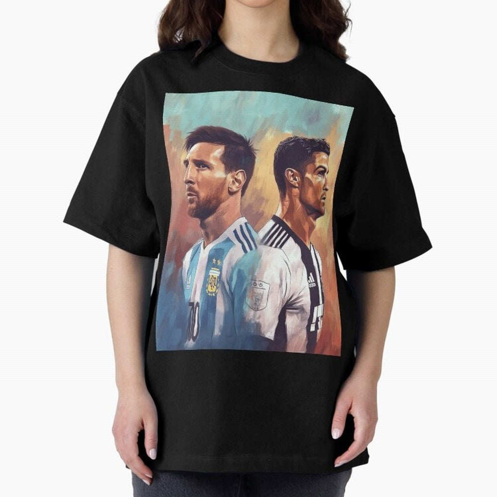 Lionel Messi and Cristiano Ronaldo Oversized T-Shirt Create the FIFA World Cup 2026 Group Stage Journey through CR7 and Messi Highlights, France Pride, Champion Mindset, Group Stage Buzz, Knockout Tension and Passionate Fan Culture; Perfect for