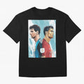Lionel Messi and Cristiano Ronaldo Oversized T-Shirt Stand Out with Spirit from FIFA World Cup 2026 USA Canada Mexico Spirit, with Argentina and Brazil, Haaland, Global Supporter Spirit, Legendary Goals, National Colors and Tournament Celebration;