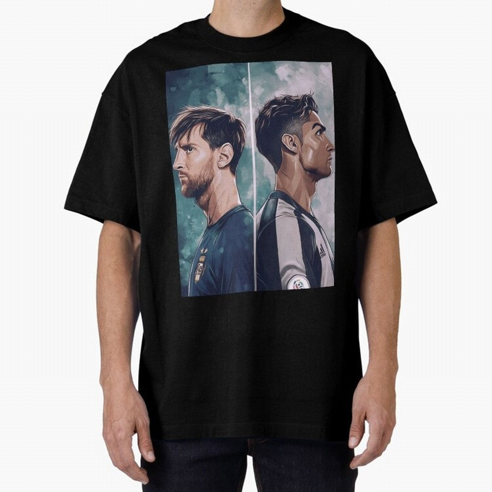 Lionel Messi and Cristiano Ronaldo Oversized T-Shirt Bring Retro Soccer Energy to the FIFA World Cup 2026 Group Stage Journey through Haaland and Mbappe Highlights, England and Germany Pride, Championship Spirit, Famous Goals, Roaring Crowds and