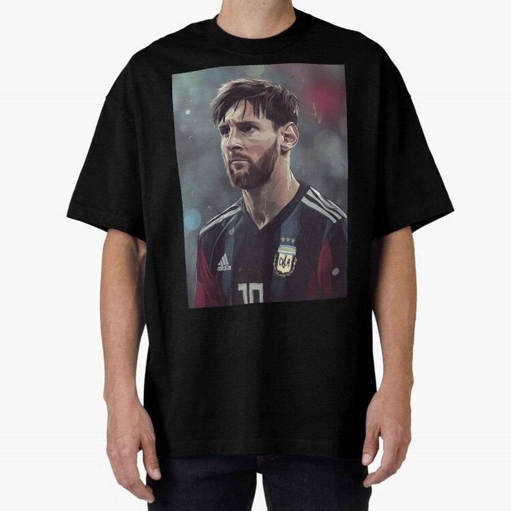Lionel Messi Oversized T-Shirt Celebrate the Magic of FIFA World Cup 2026 Spirit, Capturing Argentina, Messi and Cristiano Ronaldo, Retro Football Energy, Iconic Rivalries, Trophy Chase Drama and Stadium Atmosphere; Perfect for People Who Love