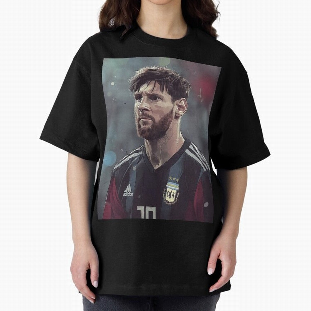 Lionel Messi Oversized T-Shirt Celebrate the Magic of FIFA World Cup 2026 Spirit, Capturing Argentina, Messi and Cristiano Ronaldo, Retro Football Energy, Iconic Rivalries, Trophy Chase Drama and Stadium Atmosphere; Perfect for People Who Love