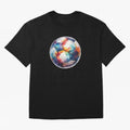 Football Soccer Ball Watercolor Illustration Drawing (Gray Blue BG) Oversized T-Shirt Celebrate Supporters United by Global Football Passion for FIFA World Cup 2026 USA Canada Mexico, Filled with Cristiano Ronaldo, Haaland and CR7, England, France