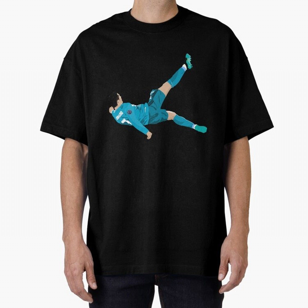 Cristiano Ronaldo Bicycle Kick Oversized T-Shirt Bring a Vintage Feel to FIFA World Cup 2026 Featuring Messi, Neymar and Mbappe, Netherlands Energy, Football Festival Excitement, Trophy Ambitions, Country Rivalries and Star Player Buzz; Made for