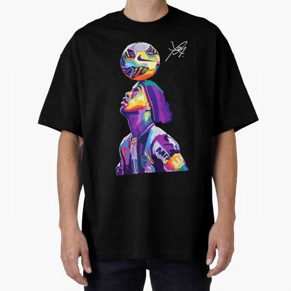 Ronaldinho Wpap Pop Art Oversized T-Shirt Feel International Energy from FIFA World Cup 2026 USA Canada Mexico Spirit, Celebrating Portugal, Neymar, Haaland and Cristiano Ronaldo, Supporter Pride, Iconic Celebrations, Legendary Names and Global