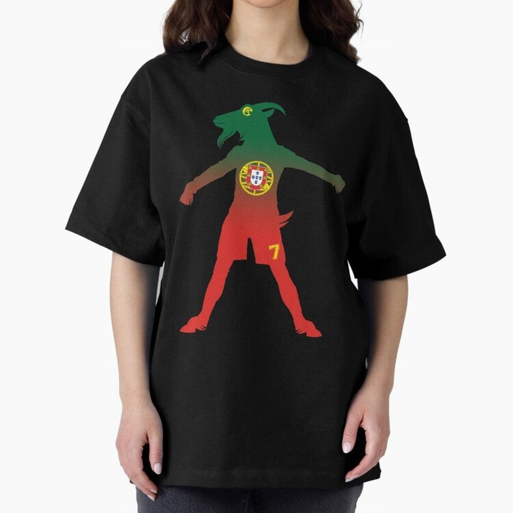 Cristiano Ronaldo GOAT Oversized T-Shirt Celebrate Classic Football Spirit in FIFA World Cup 2026 Filled with CR7 and Messi, England, France and Netherlands Energy, Worldwide Fan Energy, Dramatic Goals, Stadium Lights and Championship Celebrations;