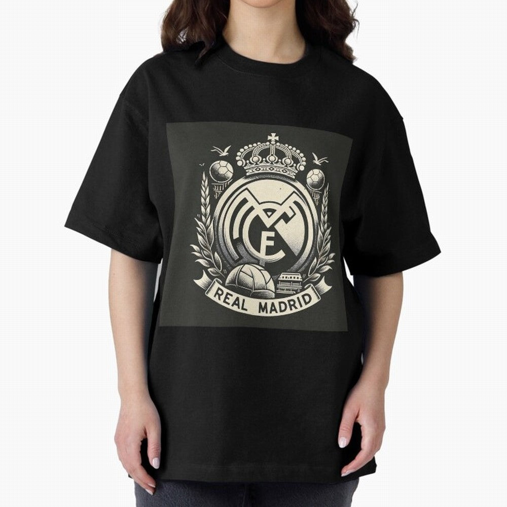 VIntage Style Real Madrid Logo Oversized T-Shirt Celebrate Supporters United by the FIFA World Cup 2026 Group Stage Journey through Haaland and Mbappe Highlights, Spain Pride, Soccer Culture, Superstar Moments, National Team Dreams and Competitive