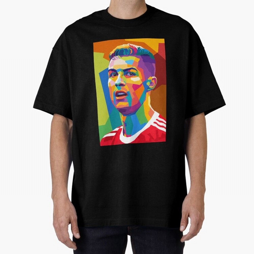 Cristiano Ronaldo Wpap Pop Art Oversized T-Shirt Follow FIFA World Cup 2026 Centered on CR7 and Messi, France and Portugal Energy, Goal Celebration Energy, Supporter Heritage, Football Icons and Worldwide Tournament Joy; Made for Die Hard